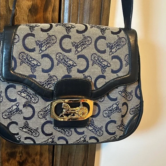 Celine Blue Monogram vintage Crossbody Gold Hardware - Picture 2 of 16